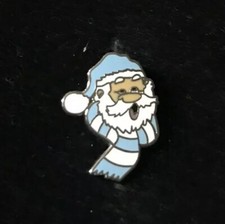 SKY BLUE & WHITE SANTA FOOTBALL PIN BADGE