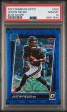 2021 Panini Donruss Optic Justin Fields Rookie Blue Scope Prizm 204 PSA 10 MD752