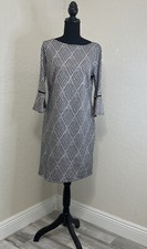 Enfocus Studio Black White plaid 3/4 Sleveles Sheath Dress size 10