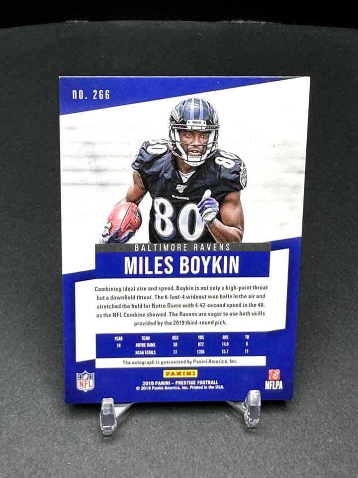Miles Boykin 2019 Prestige Xtra Points Signatures RC Auto #266 Baltimore Ravens - Image 2 of 2