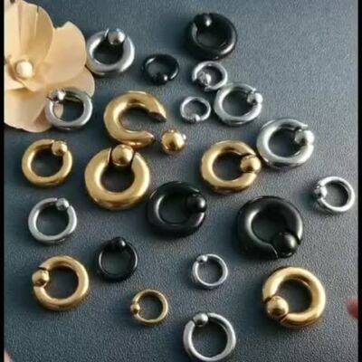 0g Plugs Black Stainless Steel Ear Tunnels (6g) DIY Dangle Plugs