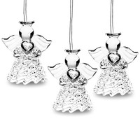 Sikora BS401 3Er Set Christbaumschmuck Weihnachtsbaum AnhäNger Glas Engel Herz