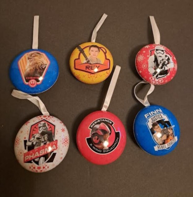Star Wars Metal Ornaments That Twist Open Fabric Loop Hangers - Set of 6