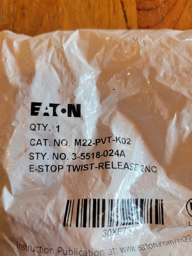 Eaton M22-Pvt-K02 Emergency Stop Push Button,Red