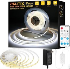 PAUTIX COB LED Strip Light 3087LEDs 20ft/6.1m Natural White 4000K,CRI90 Super B