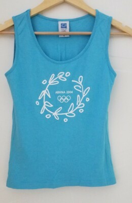 Altbestand- Vintage  Sammlerstück -T- Shirt - Gr.S -Türkis -Athen Olympiade 2004