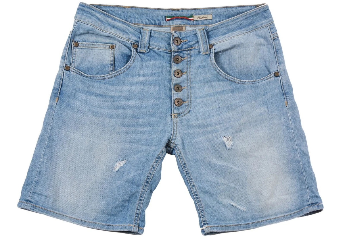 Please italy jeans Women Button Fly Ripped Denim Shorts Straight 8