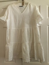 SheIn Size XL Ivory Layer Flare Dress Women Stylish Modern 100% Cotton