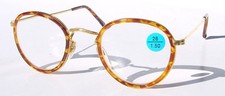 NWT Vintage 90's Round Metal Double Rim Reading Glasses 1.00 S.Tortoise 