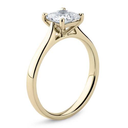 14K Yellow Gold 1 CT Princess Cut Moissanite 4 Prong Solitaire Engagement Ring - Picture 2 of 7