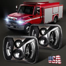 Pair 5x7'' 7x6" Led Headlights Halo for International Harvester Terrastar Trucks