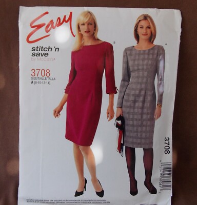 McCalls Misses/Miss Petite Dress Sizes 8-14 Uncut Pattern 3708