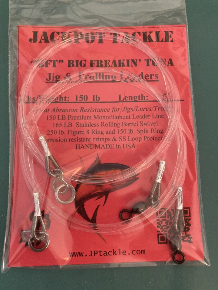 2 PACK 150# 5’ BFT BIG FREAKIN’ TUNA Fishing/Jigging Leaders for Heavy Knife Jig - Image 2 of 4