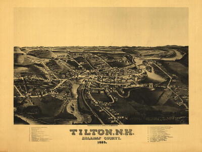 Panoramic Map of Tilton New Hampshire 16x20
