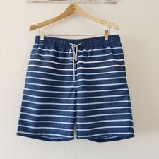 NWT - Men's Kirkland Blue and White Striped Striped Swim Trunks - Size Large