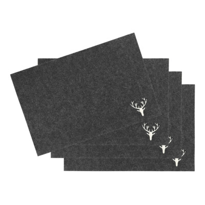 Nordstern Filz Platzset Hirsch 4er Set Dunkelgrau Tischsets Untersetzer 45x30 cm