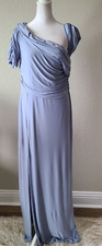 NWT Club London Maxi Dress Sz 14 Blue Open Back Bridesmaid Prom Ruched Sleeves