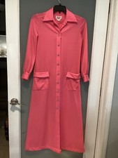 Gorgeous Vintage 60s 70s Evelyn Pearson long House Coat/Dress Pink