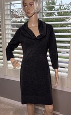 Connected Apparel Cowl Neck Gray Sweater Dress Petite Medium SOFT
