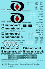 K4 O Scale Decals Diamond Alkali Chemicals Tank Car Black and Red Shamrock