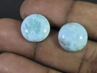 13X13MM Natural Larimar Pectolite Round Cabochon Loose Gemstone 2Pcs Lot n763