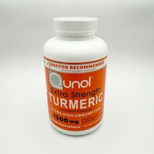 TURMERIC CURCUMIN Supplement Joint Support 1500mg 180ct QUNOL Exp 12/25