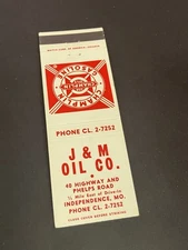 Vintage Missouri Matchbook “J&M Champlin Gasoline Oil Co” Independence