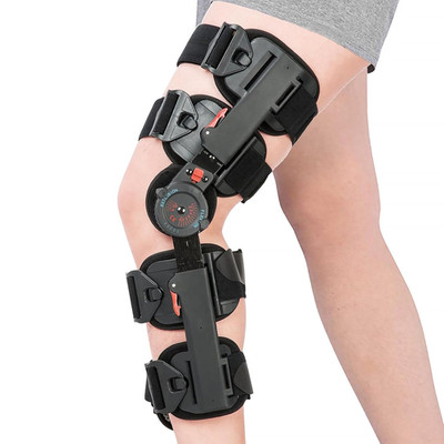 Hinged Knee Brace ROM Adjustable Post Op Knee Support Orthosis Immobilizer Prote