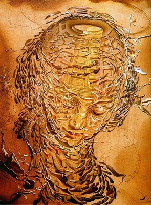 Salvador Dali Gold Abstrakt Portrait Surreales Gesicht Schmelzen Formen Symbolische Kunst A