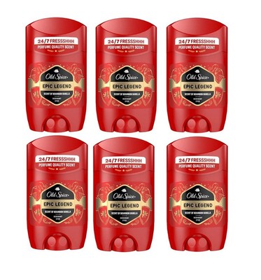 6 x Old Spice Epic Legend Deostick für Männer je 50ml 0% Alu Salze 48H Schutz