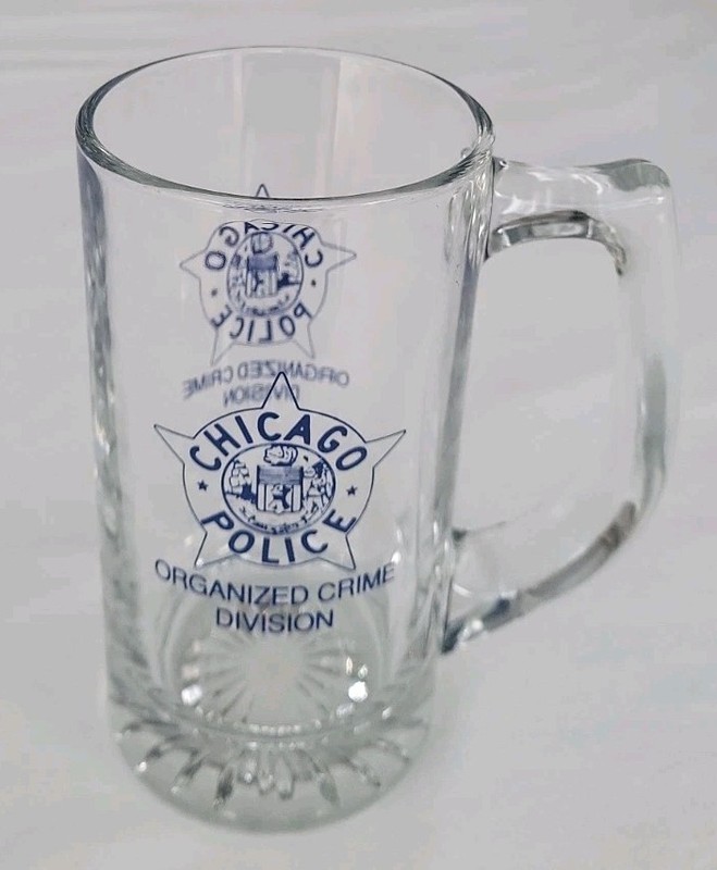 Chicago Police, Organized Crime Division, Glass Beer / Drink Mug.