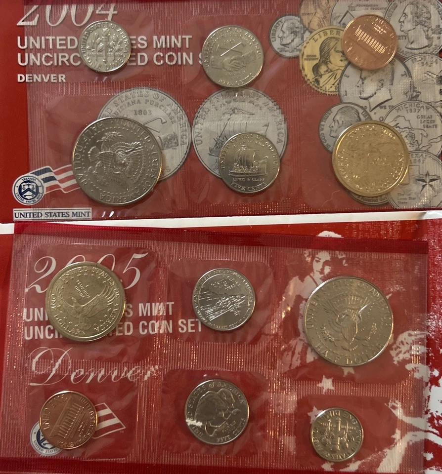 2004 & 2005 P&D Mint Set Uncirculated US with Envelopes & COAs (44Coin Set) - Image 4 of 4