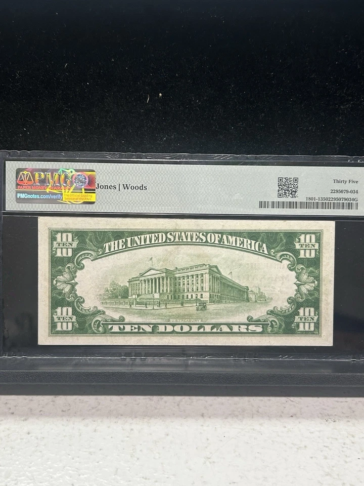 SASA 1929 Mankato Kansas $10 First National Bank Pmg Vf35 - Image 2 of 2