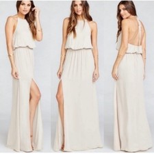 J24 NWT Show Me Your Mumu Womens Heather Halter Dress Beige Cream