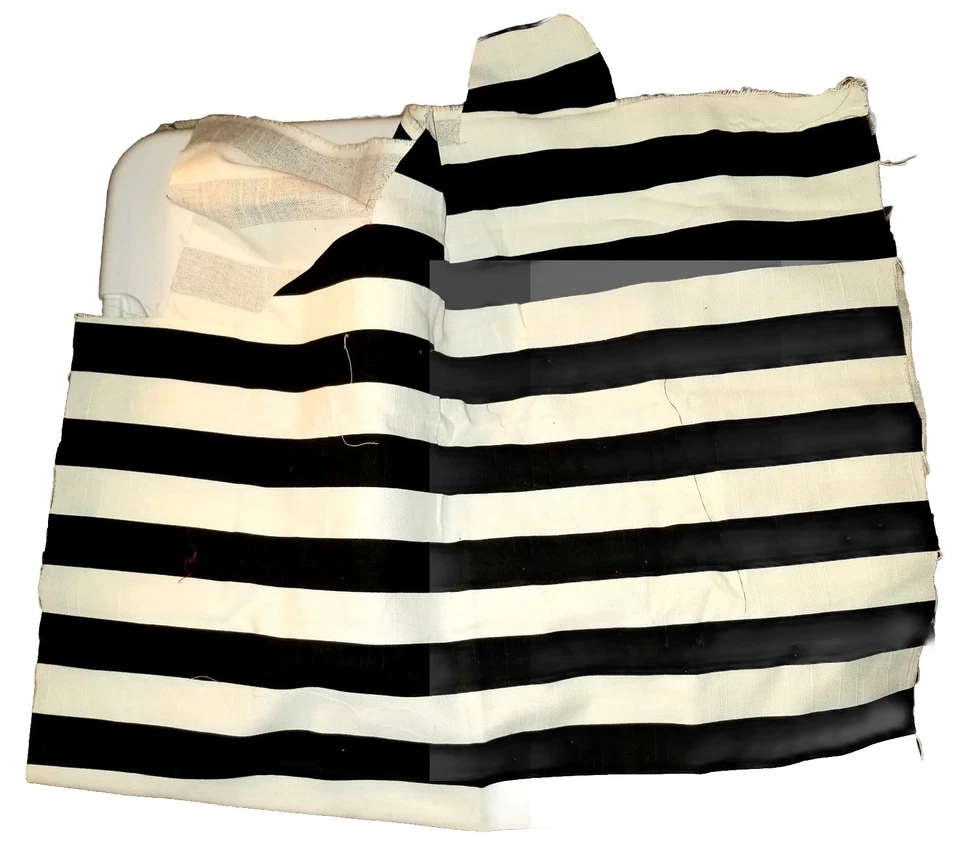 Fabric Black & Off-white Stripes.  46" X 27". Wide Striped.   - Image 3 of 4