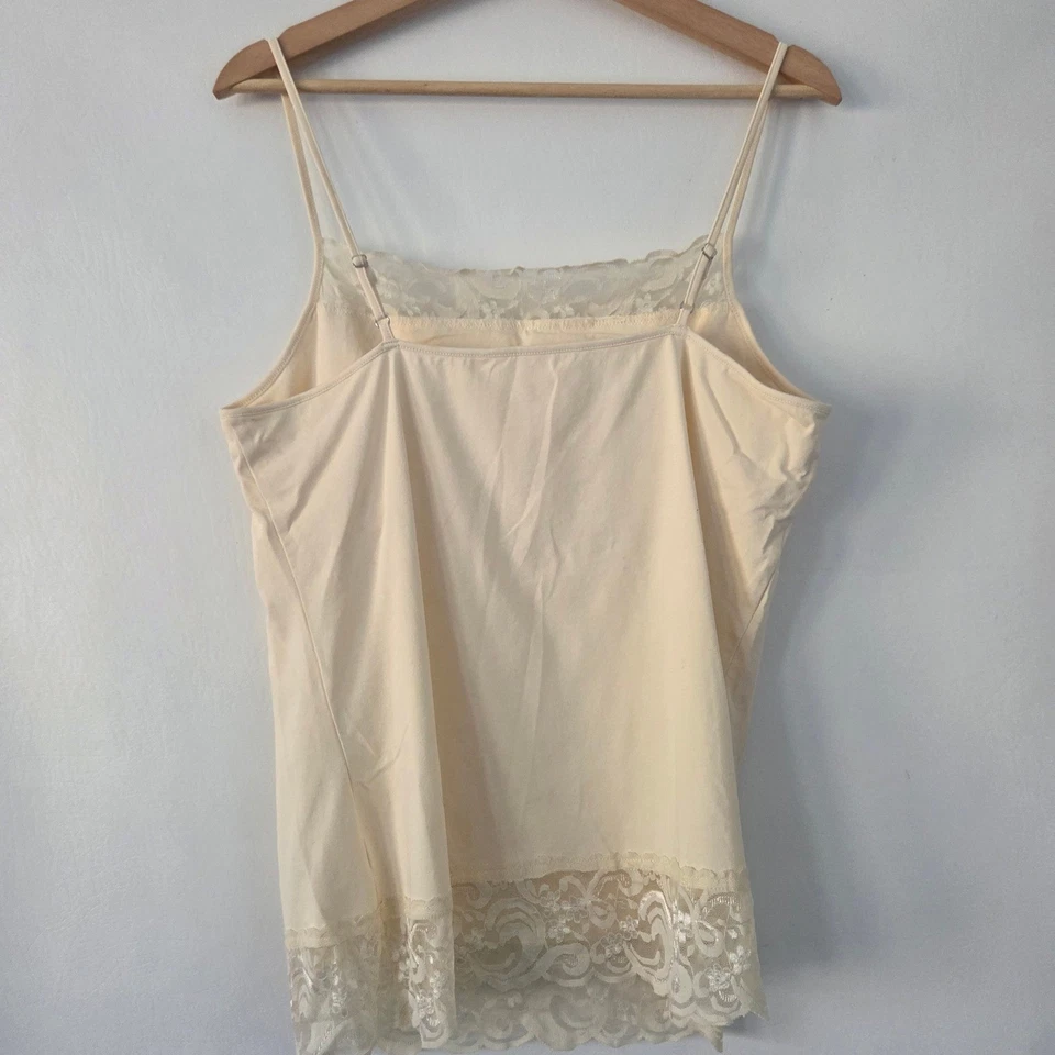 Camiseta sin mangas camisola con ribete de encaje Soft Surroundings beige crema mezcla de algodón spandex L Foto 2 de 4