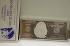 1997 Washington Mint 4 oz .999 Silver $100 Franklin Currency Bill Design