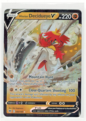 Hisuian Decidueye V 83/189 SWSH10: Astral Radiance Pokemon TCG NM