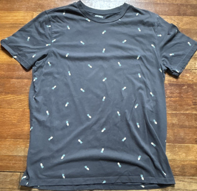Old Navy Men's Gray Pineapple Graphic Print Crew Neck Short Sleeve T-Shirt L