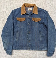 vintage USA made DENIM jean jacket 2XL blanket lined WESTERN saddle king carhart