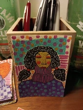 Winter Themed Aceo Original Mixed Media Abstract Woman - Missy In Winter