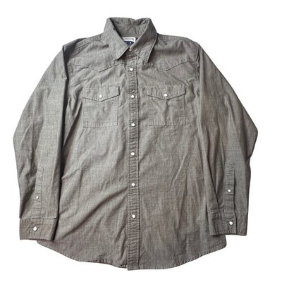 Magellan Shirt Mens M Green Pecos Ridge Western Pearl Snap Flex Classic Fit Long