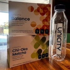 Unicity Balance 30 Stick Packs + Unimate Matcha 30 + Bottle Wellness Kit