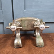 Robinet ancien baignoire CHAUD FROID laiton nickelé rétro vintage