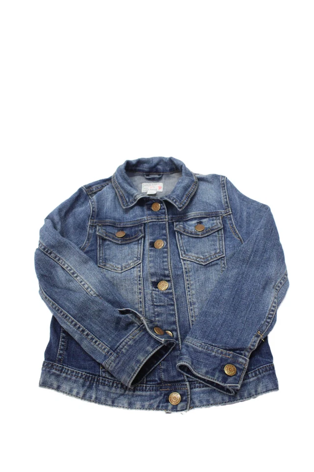 Conjunto de Jaqueta Jeans Crewcuts Meninas Gola Frontal Botão Azul Tamanho 6-7 - Imagem 2 de 4