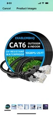 Cat 6 Ethernet Cable 25 FT 10Gbps 250MHz, Outdoor & Indoor Network Cable for ...
