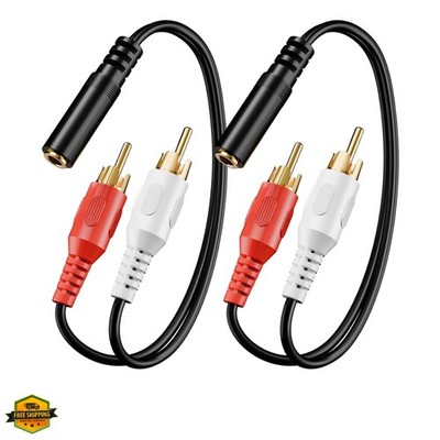 3.5mm to RCA Splitter Male Stereo Audio Y Cable 2-Pack, Gold Plated Adapter C...