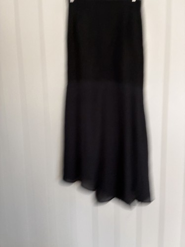 Claude Montana, Claude Montana Chiffon Skirt 44/10 Black Sheer Panel Layered Witchy 90s Vintage