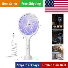 Electric Fly Swatter 4000V Bug Zapper Racket Dual Modes Mosquito Killer with ...