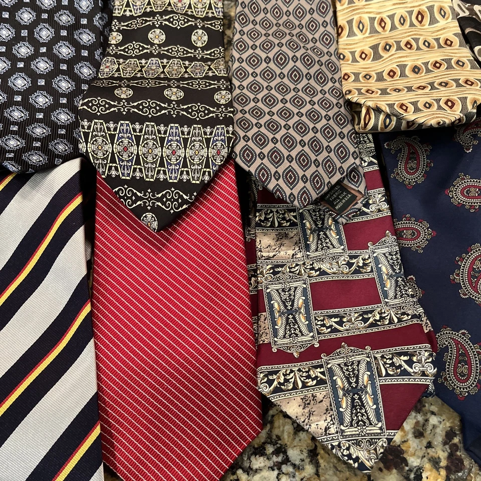 LOT OF 13 Vintage MEN'S TIE 100% SILK MADE IN USA! EUC! Floral Geometric Striped - Image 3 of 4
